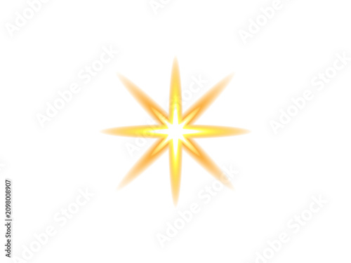 Golden starburst sparkle isolated on transparent background perfect for magical effects and festive design elements