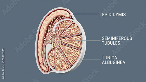 Exploring the captivating anatomy of the testis, revealing Epididymis, Seminiferous Tubules, and Tunica Albuginea