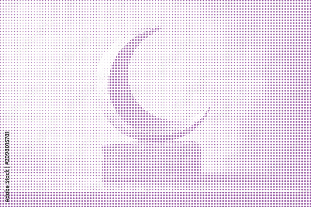 Obraz premium Purple halftone crescent moon illustration isolated on white background in modern minimalist pop art dot style