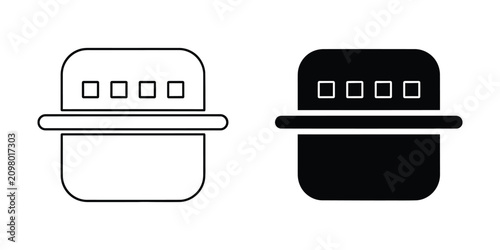 Abstract scanner icon with selectable elements during digital processing for technology and data concepts