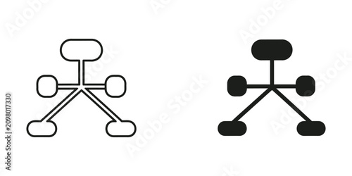 Abstract network node diagram with connecting lines in clean outline and solid fill styles on white background