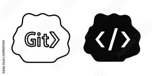 Tableau sur toile Git version control symbol with code brackets in clean graphic design against wh