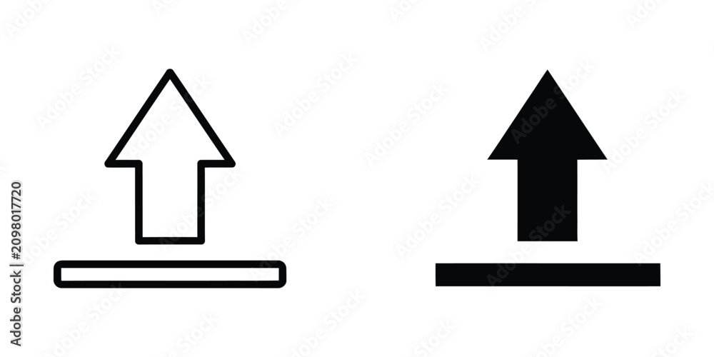 Fototapeta premium Upload icon outline and solid graphic symbol for digital data transfer and cloud storage concept in clean design