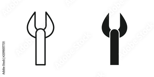 Wrench icon in outline and solid style isolated on white background for repair and construction concepts