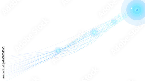 Abstract blue light trails with bokeh against a bright transparent background symbolizing data flow and connection