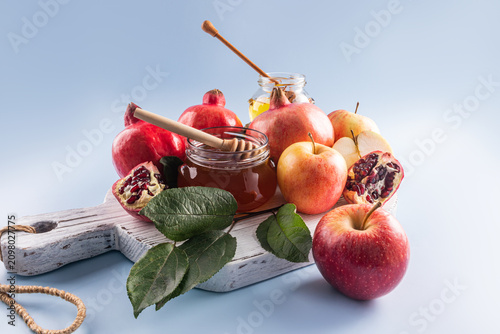 Rosh Hashanah celebration with traditional symbols