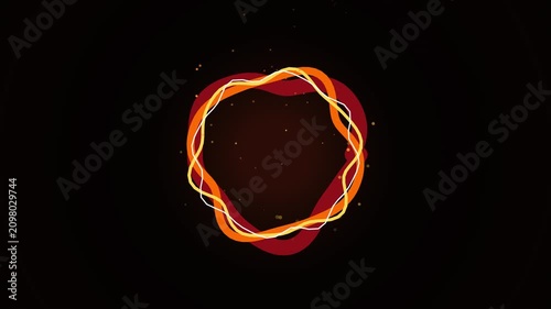 Glowing abstract orange and red wavy circle loop on black background.