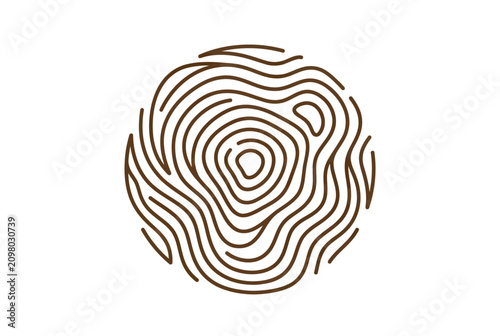 фотографія Abstract brown fingerprint circle pattern isolated on white background