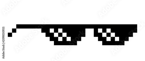 Pixelated Thug Life Sunglasses Isolated on White Background