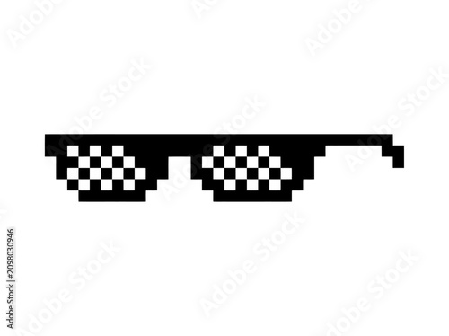 Pixelated Thug Life Sunglasses Isolated on White Background