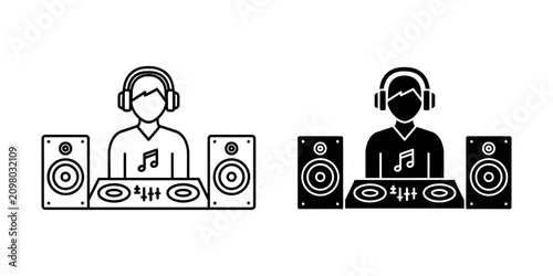 Konstfotografi Dj icon set with headphones and speakers headphones entertainment performer equi