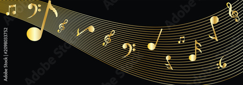 Music notes wave set. Spiral and wavy musical staff lines with melody clefs clefs notes. Music notes wave icon set on isolated background.