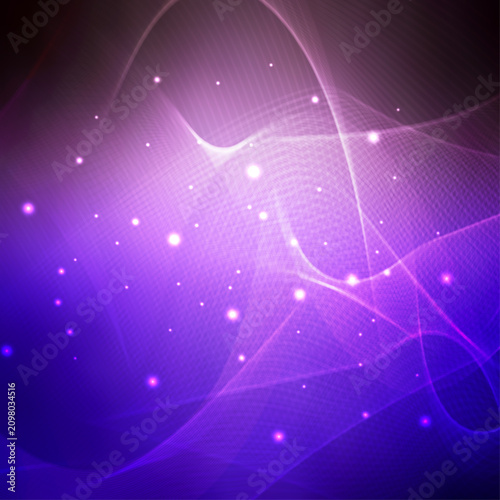 Beautiful Purple and Blue Abstract Background with Glowing Light Waves
