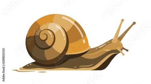 Canvastavla close up of brown snail o