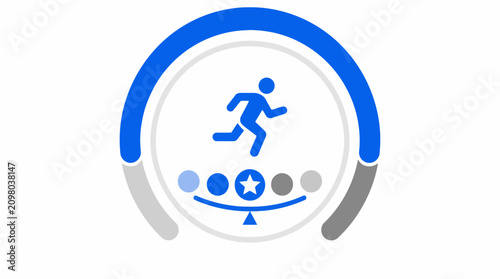 Fitness tracker icon with runner and progress indicators.
