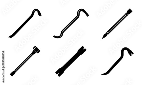 Bild auf Leinwand Crowbar Icons Set, Pry Bar Tools Collection, Metal Lever Equipment Vector Graphi