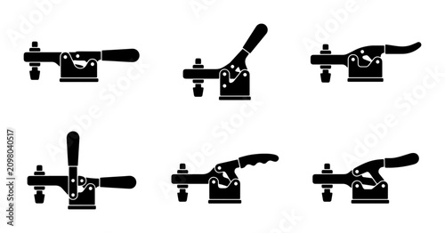 Quadro su tela Toggle Clamp Vector Icons, Industrial Fixture Set, Metal Fastener Tools, Worksho