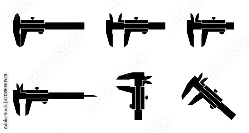 Foto Calipers Set, Precision Measuring Tools, Engineering Icons, Industrial Measureme