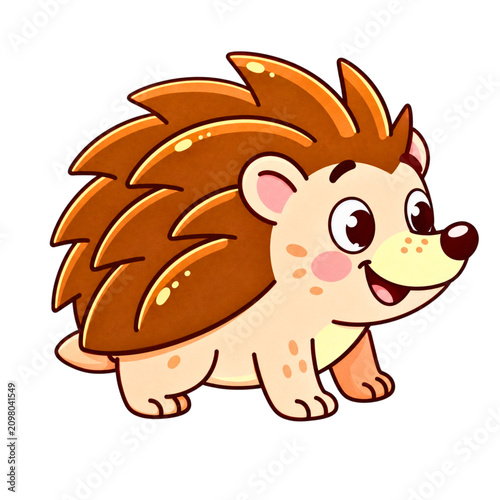 Cute cartoon hedgehog with big eyes , vector clipart for children's projects and prints on clothes