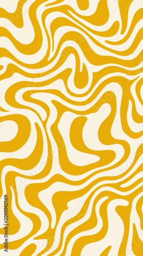 Retro Wavy Pattern Yellow Abstract Liquid Background
