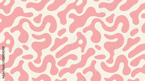 Abstract Pink Seamless Pattern Organic Blob Retro Background