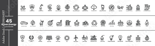 Green Energy Vector Line Icons Pack