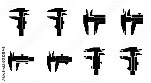 Slika na platnu Caliper Icons Set, Precision Measurement Tools, Engineering and Technical Symbol