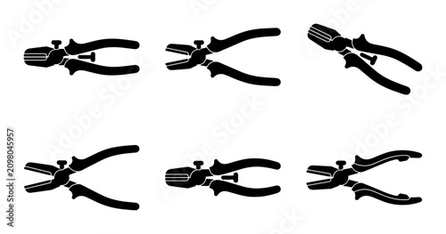 Schilderij op canvas Wire Stripper Pliers Set, Electrical Tool Icons, Hand Tool Vector Graphics, Indu
