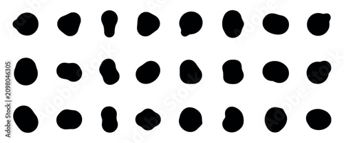 Canvastavla Vector illustration of twenty-four black organic blob shapes and element on whit