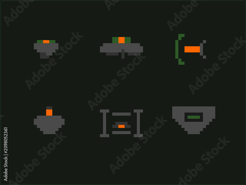Tableau sur toile Cyber Mercenary Pixel Art Weapons - Sci-Fi RPG Arsenal Vector Icons