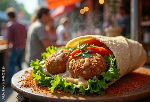 Falafel Wrap Tahini Sauce Street Food Counter Casual Dining Experience