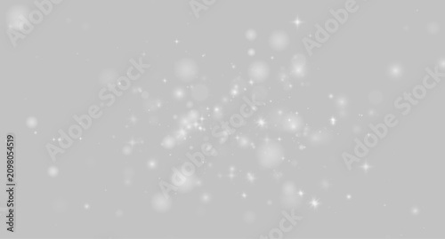 White glimmering snow dust with floating ice crystals, radiant frosty glow, soft winter particle cloud, isolated transparent background vector