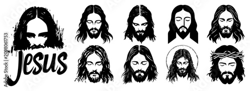 Fotografie Jesus Christ portrait collection in bold monochrome religious style
