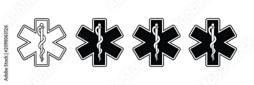 Tablou pe pânză Medical Star Of Life Icon Set, Emergency Alert, EMT, EMS, Nurse And Doctor Symbols, Healthcare And First Aid Vector Illustration For Ambulance, Hospital, Rescue Services, And Medical Safety Design