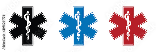 Obraz na plátně Medical Star Of Life Icon Collection, Emergency Alert, EMT, EMS, Nurse, Doctor,