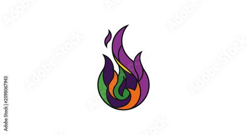 Tableau sur toile Colorful Flame Logo Isolated on White Background, Abstract Fire Symbol