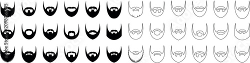 Bild auf Leinwand Collection of various beard and mustache styles and shapes vector graphics
