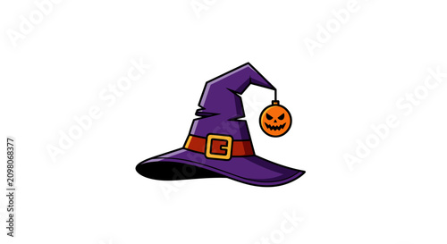 Photos Halloween Witch Hat with Jack o Lantern Charm Isolated