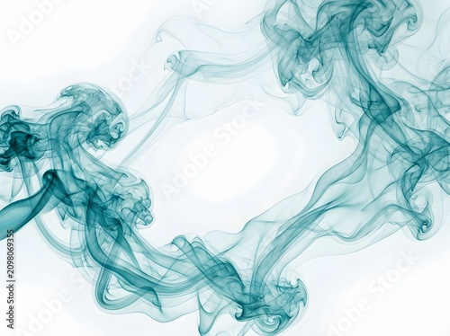 Teal smoke swirls, misty tendrils, abstract fog shapes, wispy cloud forms, ethereal vapor