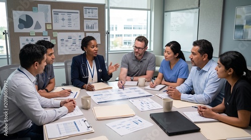 Physician Leader Guiding AI Care Planning Roundtable With Clinical Team