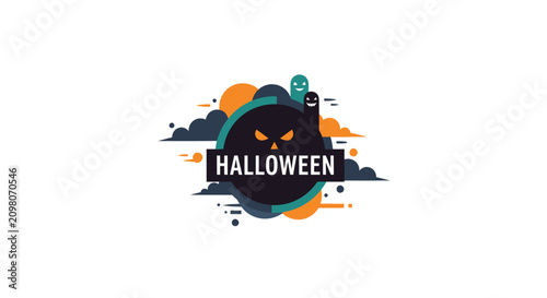 Foto Halloween Logo with Ghosts and Spooky Elements