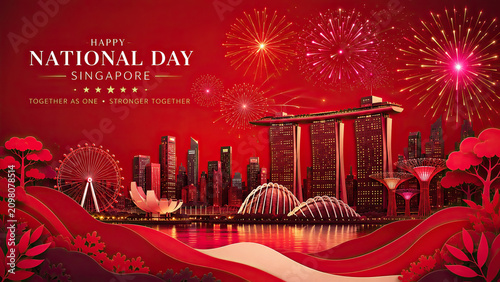 Spectacular singapore national day fireworks over marina bay sands a festive celebration image