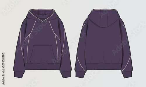 Hoodie relaxed street style loose fit flat drawing cads