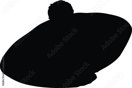 Obraz na płótnie Black silhouette of a winter beanie hat with a pom on clothing