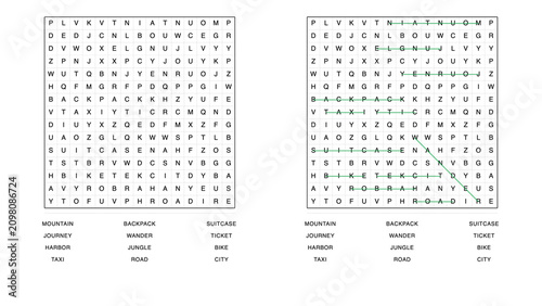 Foto Travel vocabulary word search worksheet with answer key