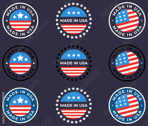 Patriotic United States Product Labels and Round Quality Icons