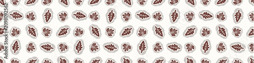 Photos Hand drawn folk art leaf seamless border pattern