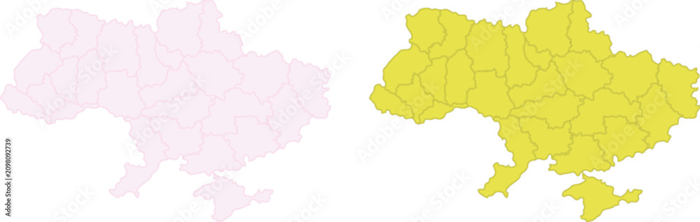 Obraz premium Ukraine map vector set colorful regional boundaries political cartography illustration premium collection