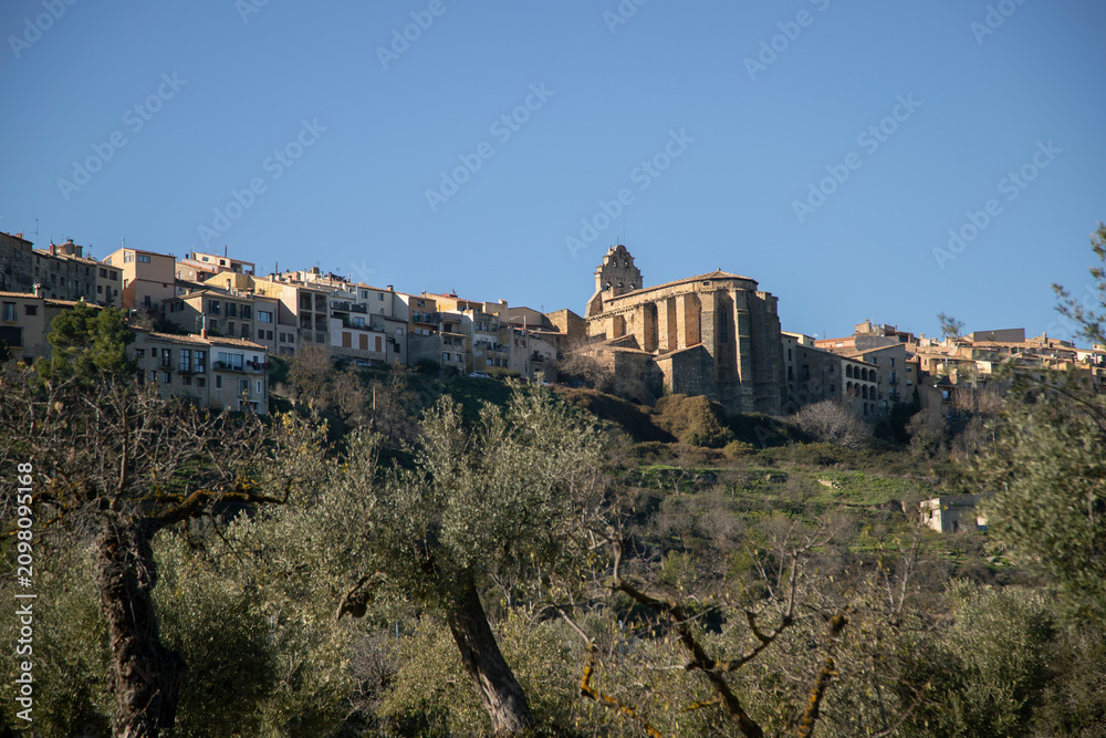 Fototapeta premium Arnes village and church from olive groves