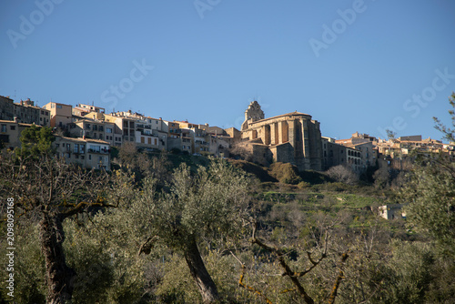 Arnes village and church from olive groves